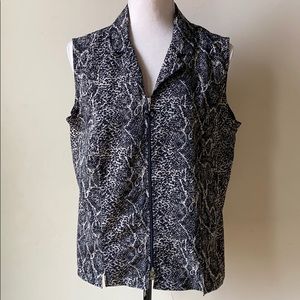 Kathie Lee snakeskin vest jacket zip black collar